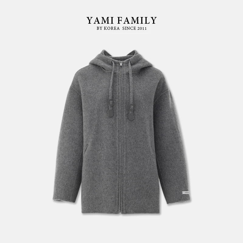 【沿海公路】YM 863 秋冬大衣时尚休闲连帽宽松翻领双面羊毛大衣