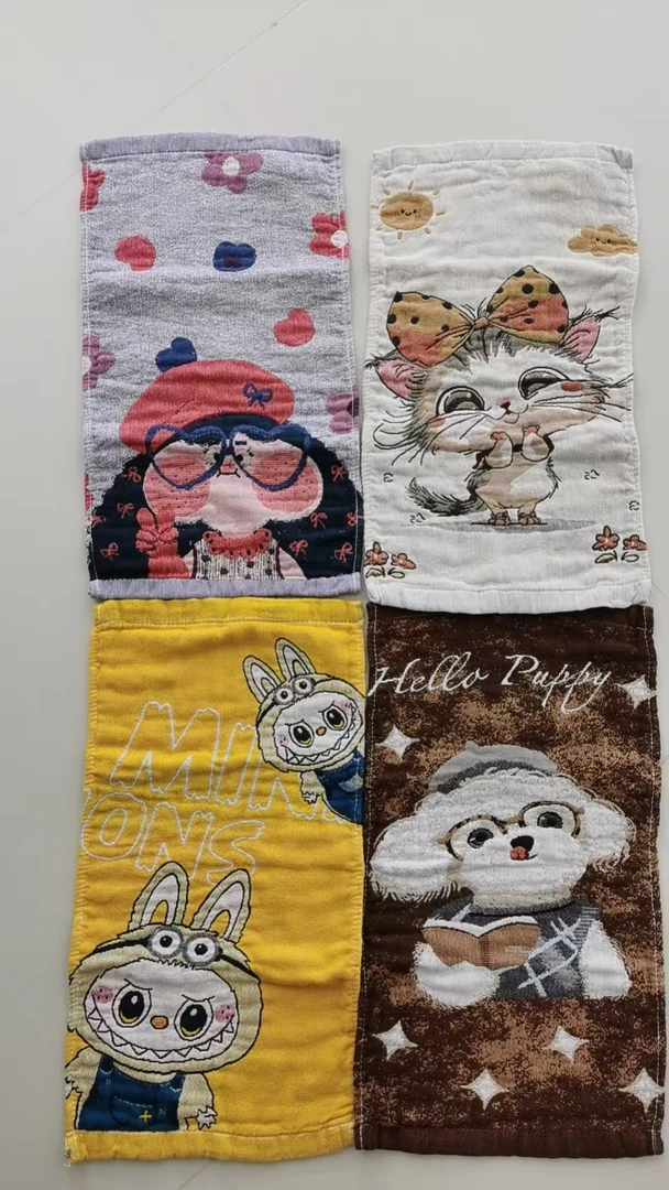 【4条装】卡通纯棉小毛巾 六层纱布擦手巾25*50cm 柔软吸水