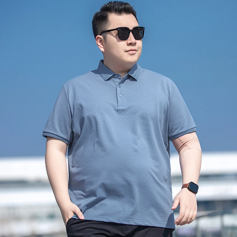 【菠萝纹透气】纯色百搭短袖棉t恤男士加肥大码休闲夏装半袖polo衫