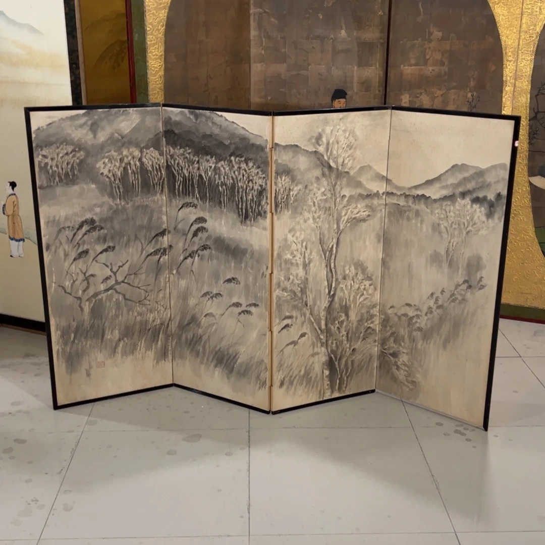 绘画屏风框画茶空间设计