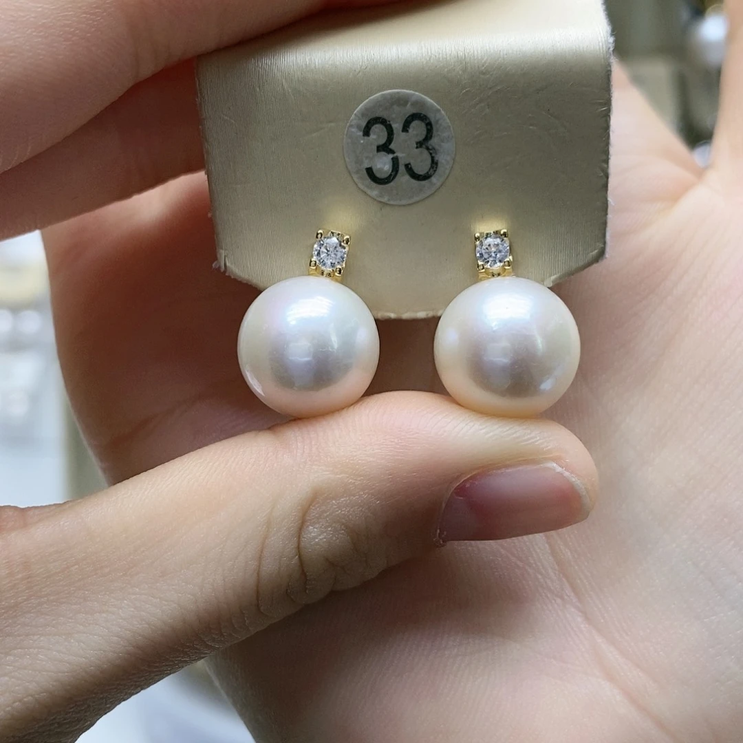 淡水珍珠耳饰银S925镶嵌
