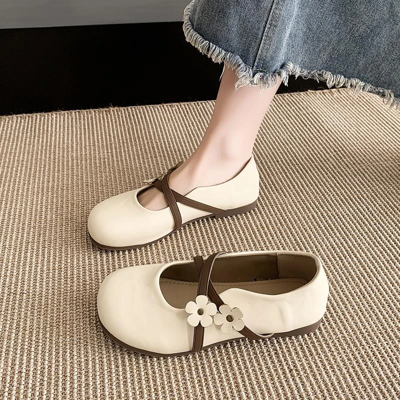 [香港专柜&CUFK]浅口单鞋女时尚花朵仙女晚晚风温柔平底圆头玛丽