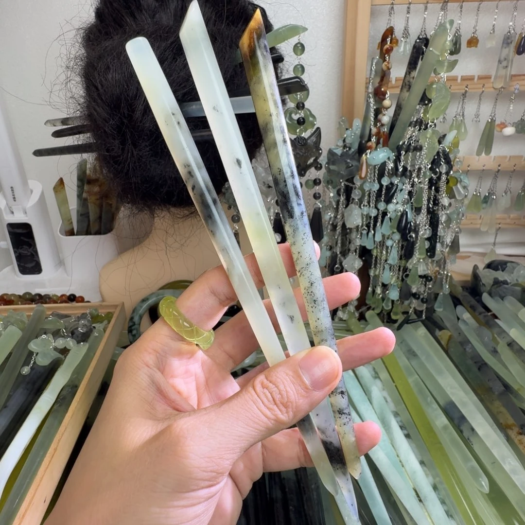 未镶嵌蛇纹石玉发饰默认瑕疵