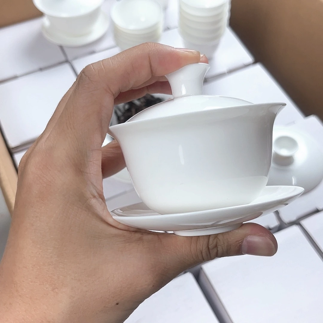 110骨瓷盖碗超薄胎单个骨瓷