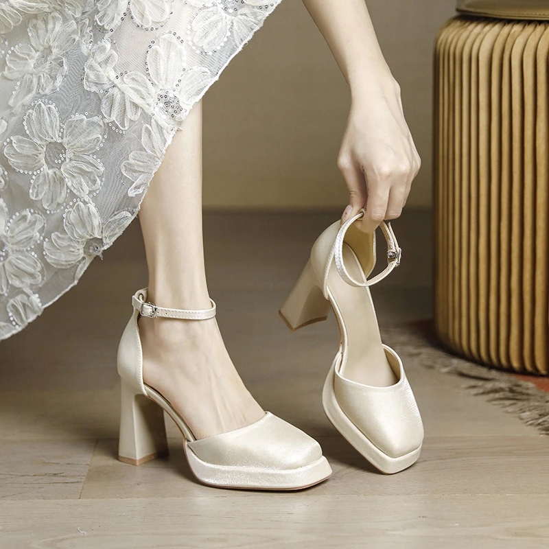 玛丽珍女鞋超高跟厚底防水台增高神器简约百搭婚纱伴娘鞋新娘婚鞋