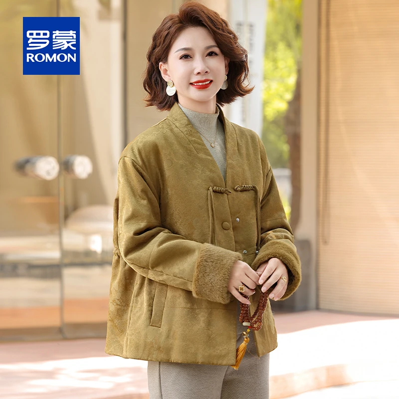 罗蒙新中式妈妈装秋冬季国风棉衣外套新款棉服中老年女士保暖棉袄