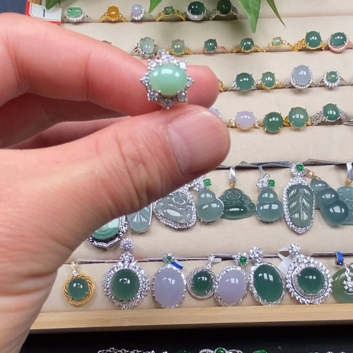 翡翠银S925镶嵌戒指