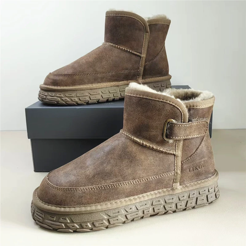 ZZ241内里全羊毛厚底防滑防水男士雪地靴冬季加厚保暖东北大棉鞋