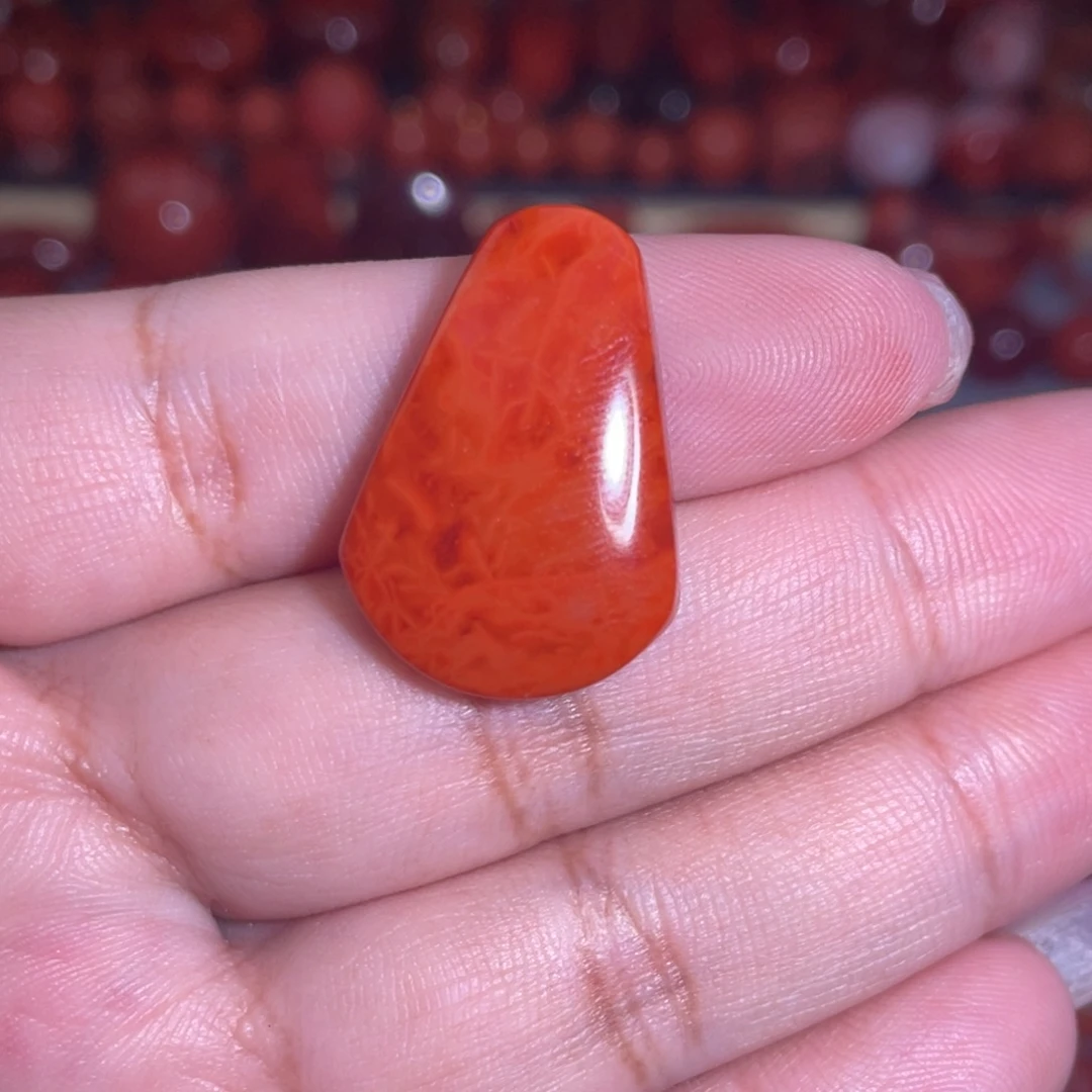 南红玛瑙未镶嵌火焰纹吊坠