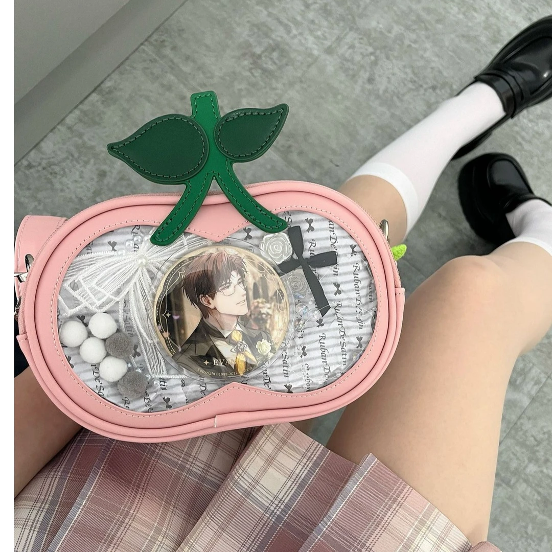 2025网红春夏新款高质量超火爆樱桃可爱清晰透明痛包小食量单肩包