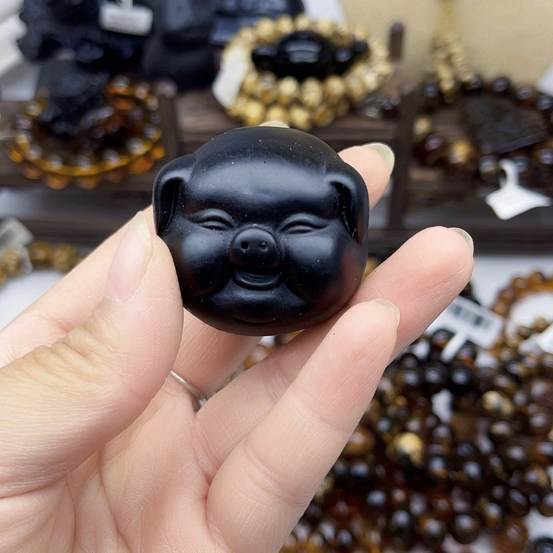 未镶嵌琥珀裸石抚顺煤精摆件