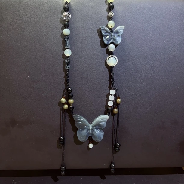 天然岫玉定制款子母蝴蝶默认有结构不退不换送绳