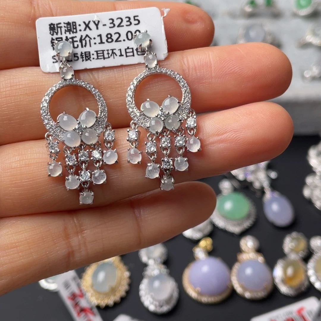 翡翠银S925镶嵌吊坠(不含链)