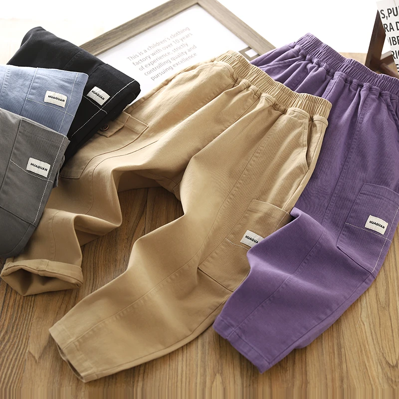 男童休闲裤长裤2025春秋新款儿童大口袋帅气工装裤潮酷男孩直筒裤