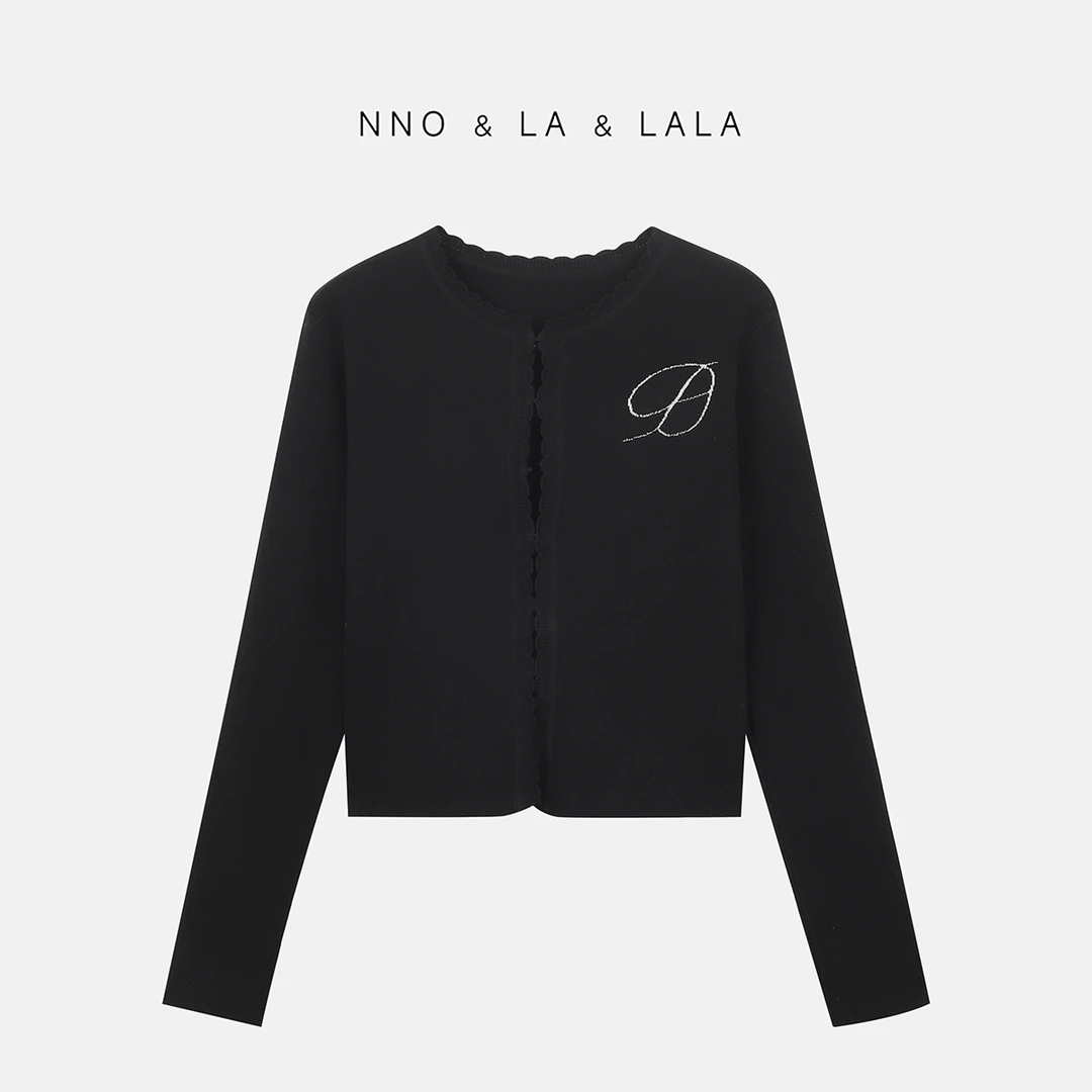 LA 早春 黑色提花字母 针织上衣 26756