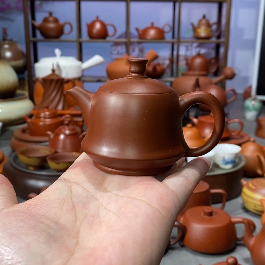 茶壶紫砂章淑煌朱泥金钟壶80cc