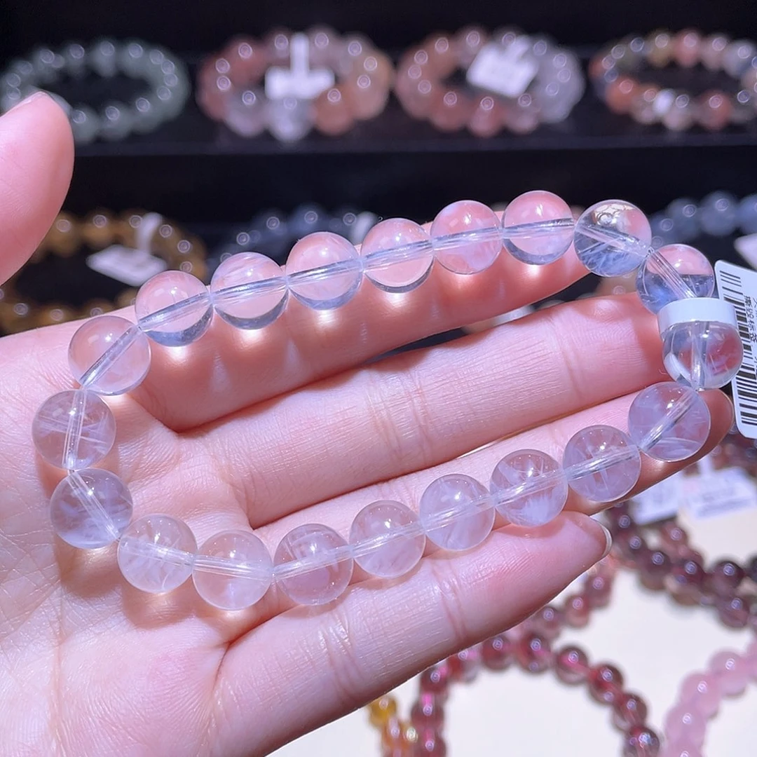 水晶手链未镶嵌蓝针手链，晶体通透9.7