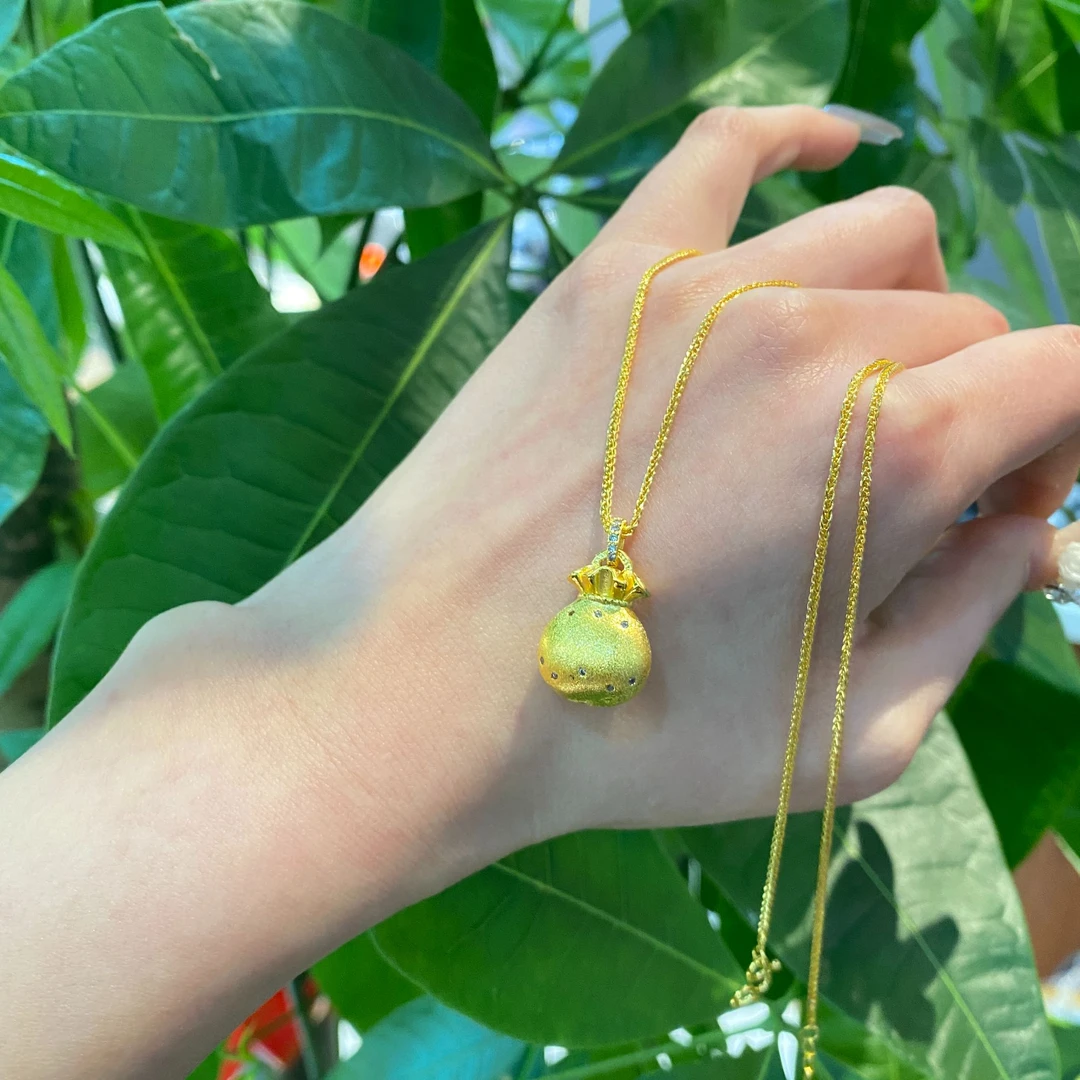 吊坠足银 小金钱袋套链