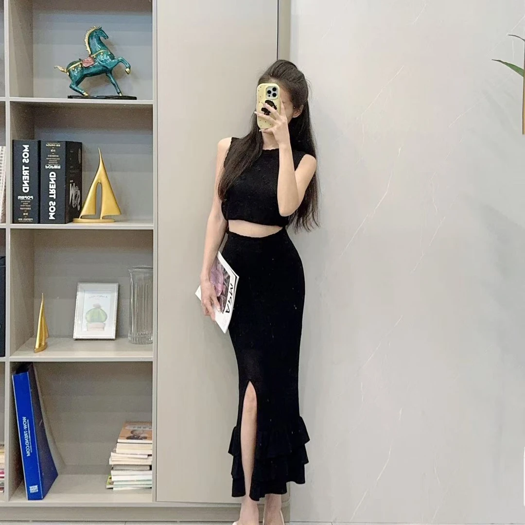 25029/25030新中式时尚收腰修身法式小众名媛计感套装