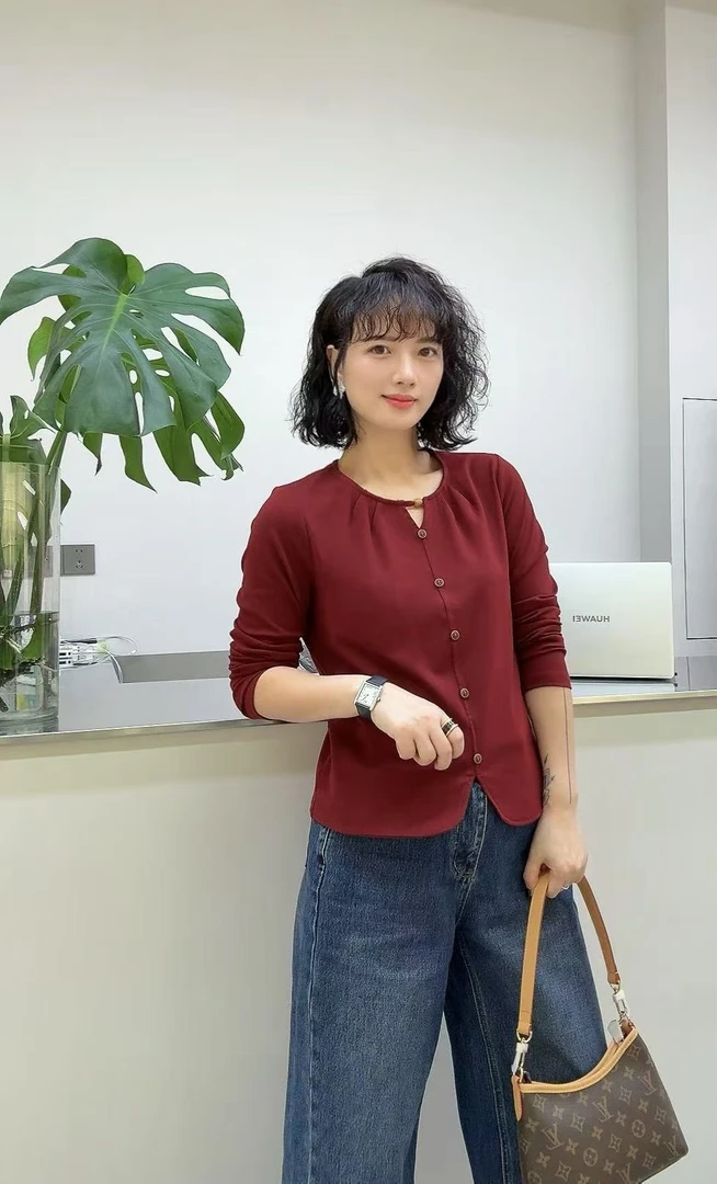 长袖气质休闲针织假开衫不起球通用秋季T恤纯色显瘦宽松洋气棉T