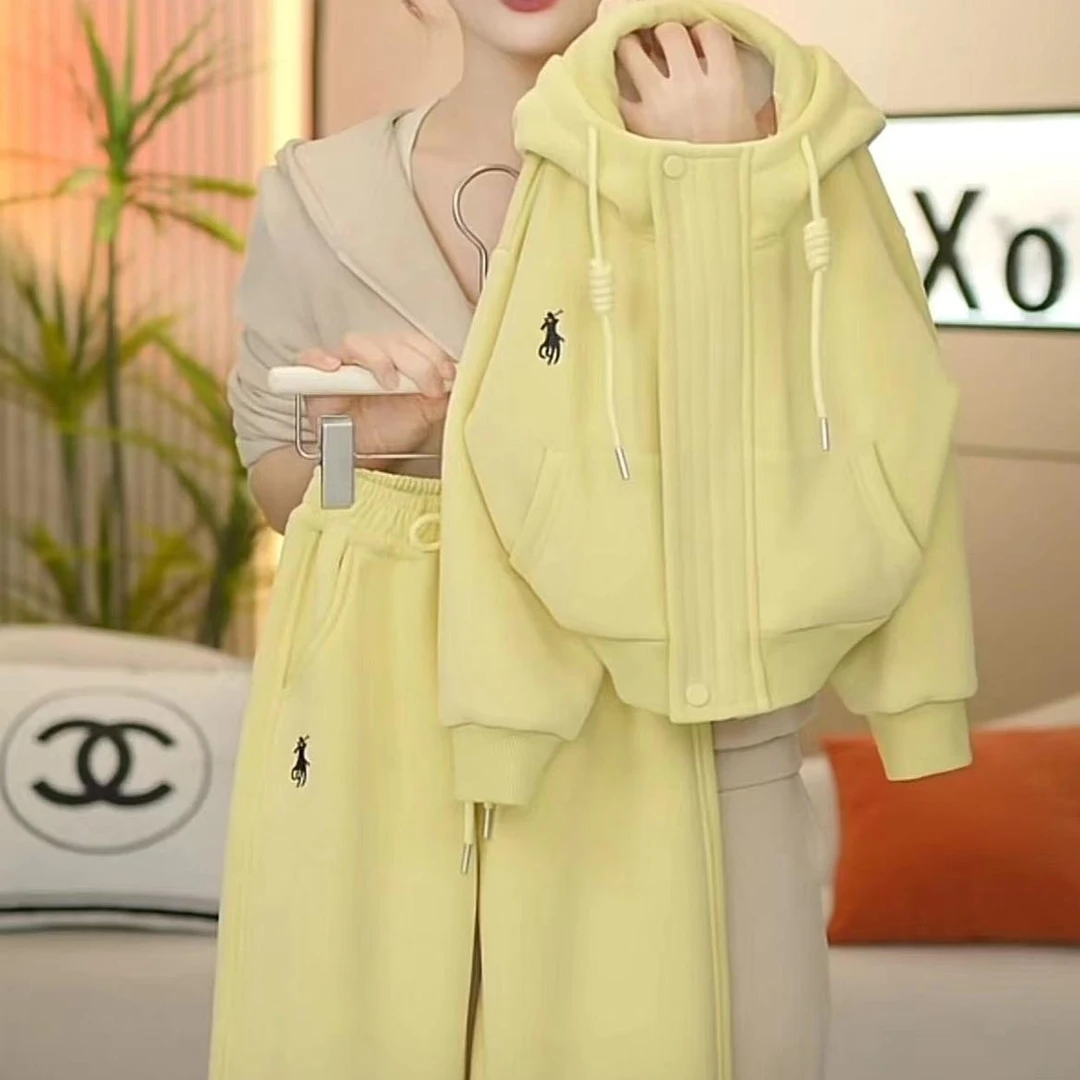 女童套装卫衣运动裤套装春秋款2025儿童连帽加厚外套卫裤两件套潮