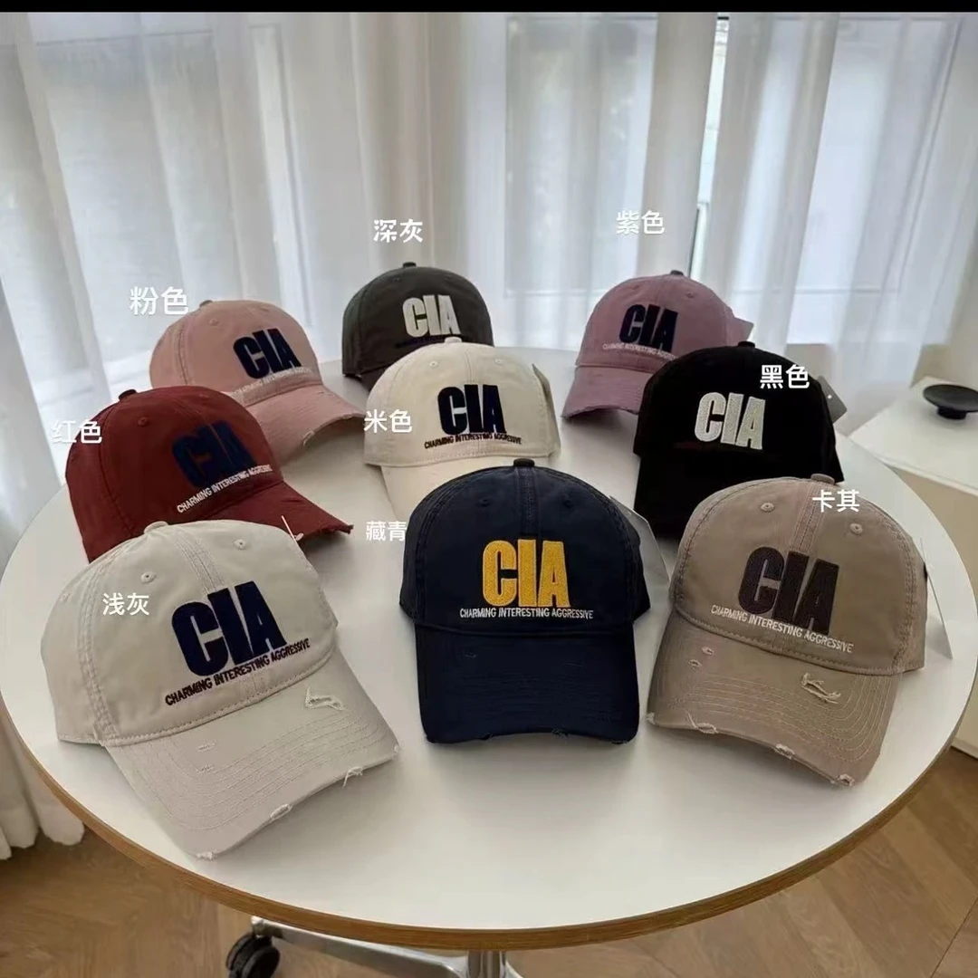 【CLA】美式做旧磨破字母棒球帽女街头百搭显脸小鸭舌帽