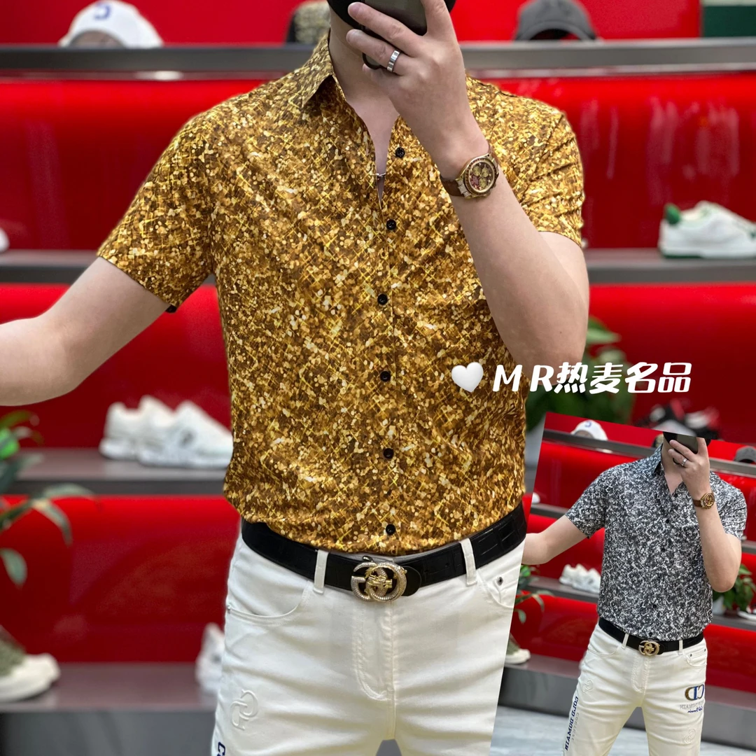 【熠星甄选】夏季衬衫满天星时尚25款 男士修身免熨烫弹力翻领短袖