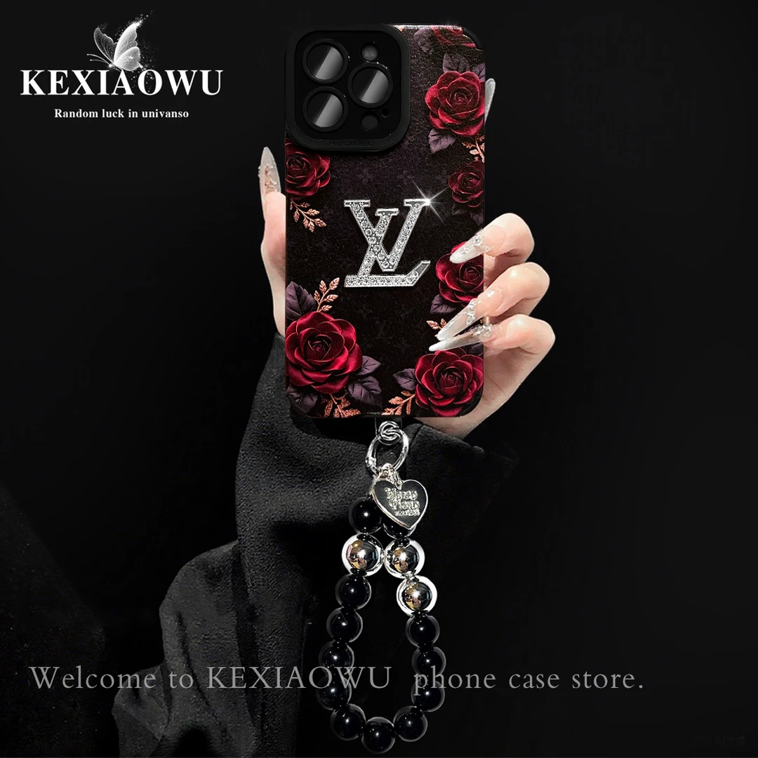 轻奢瞳眼暗夜玫瑰适用苹果17PRO钻标华为vivo小米oppo手链手机壳