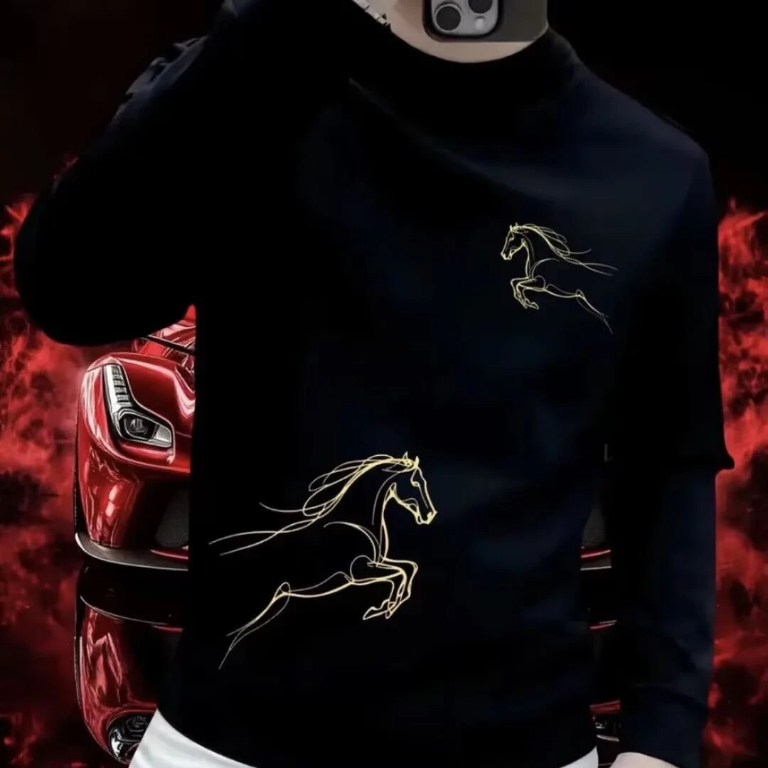 秋季长袖卫衣线条奔马