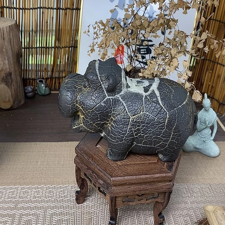 石材四**钧龟纹石摆件