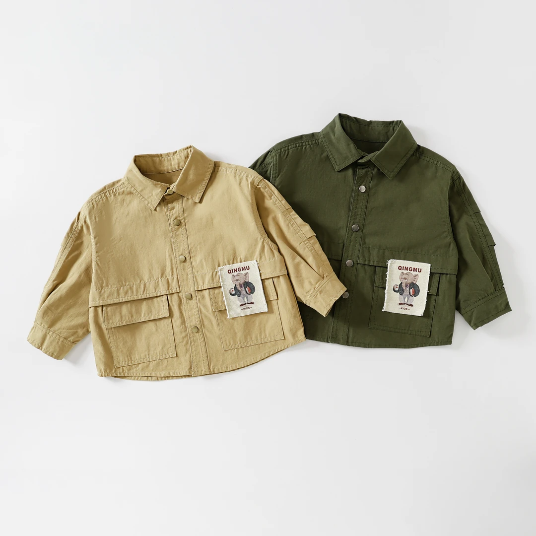 中小童贴布小象上衣春秋季男女宝宝休闲百搭外套QM66350