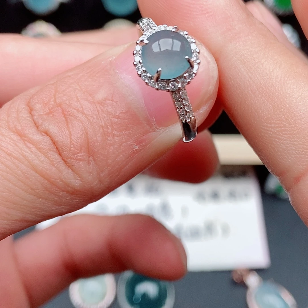 翡翠戒指银S925镶嵌8046545