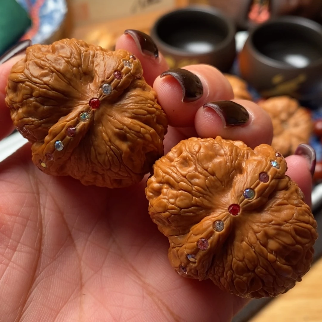 把件文玩核桃43尺镶底➕镶边平谷元宝