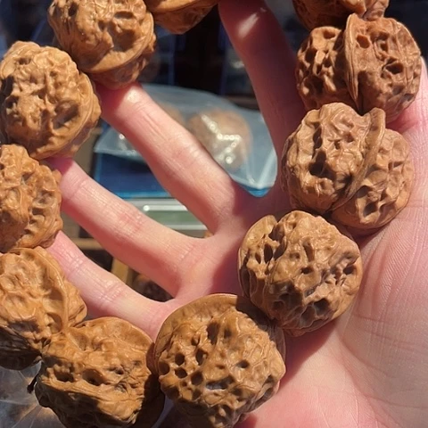 文玩核桃手串聚宝金蟾12粒带彩36