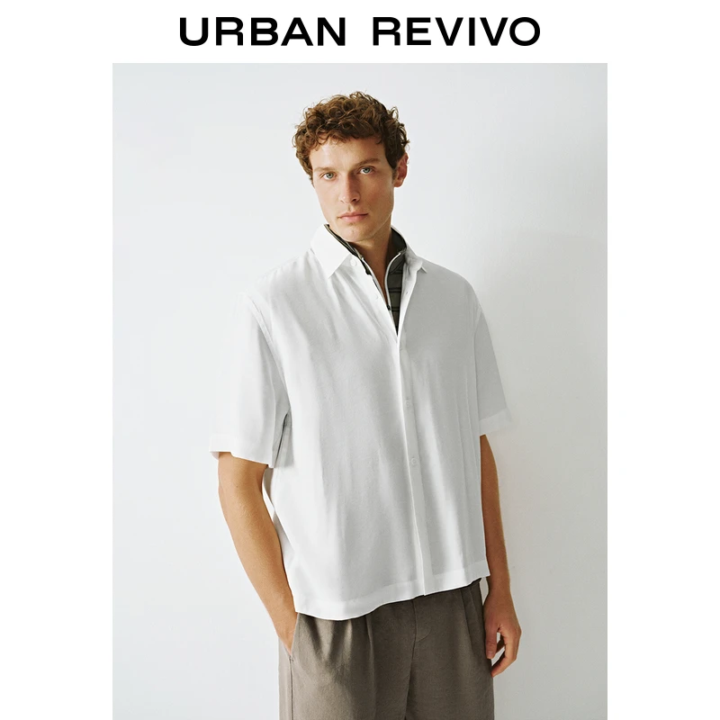 UR2025春季新款男时尚轻通勤百搭短袖翻领开襟衬衫UMM250020