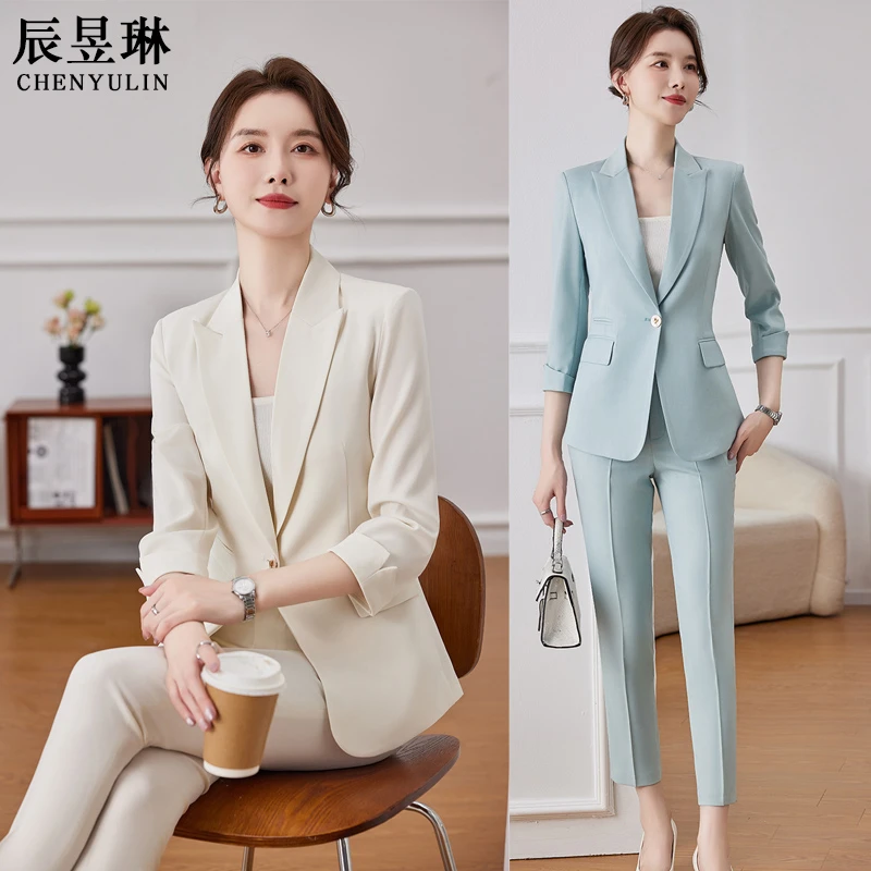 白色西装套装女夏季2025新款高级感职业气质正装西服外套薄工作服