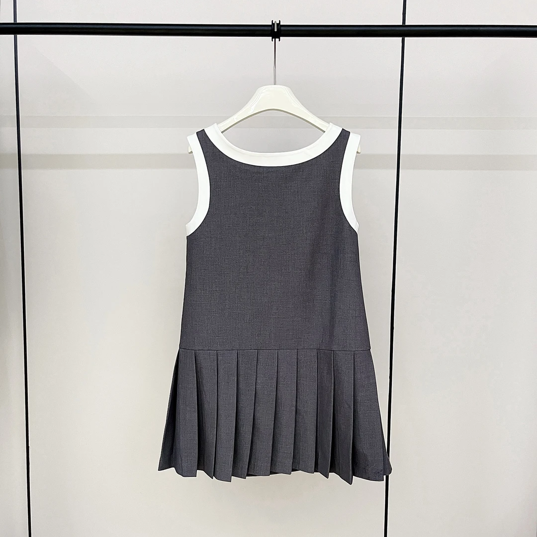 【MAODOU】5417  张元英同款 谬家连衣裙 无袖百褶休闲裙子