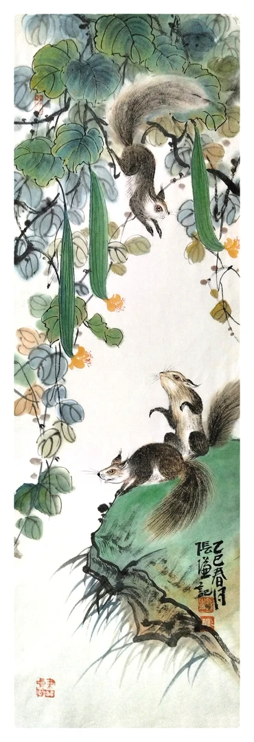 张谦三思图70×23厘米宣纸软片未裱中美协会员张勇书画