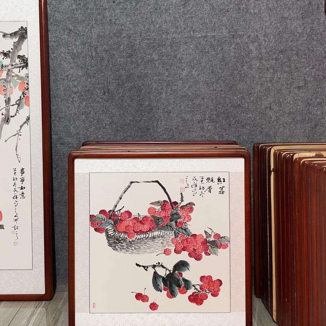 国画书画作品带框63×63