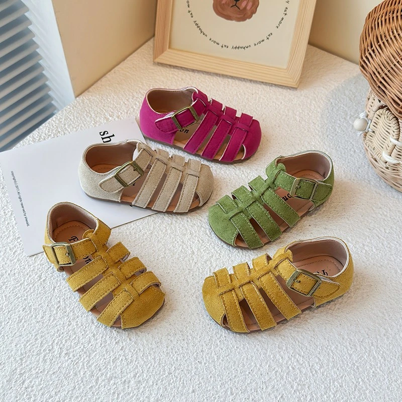 女童勃肯凉鞋夏季包头沙滩鞋男童编织罗马软底韩版休闲鞋单鞋潮16