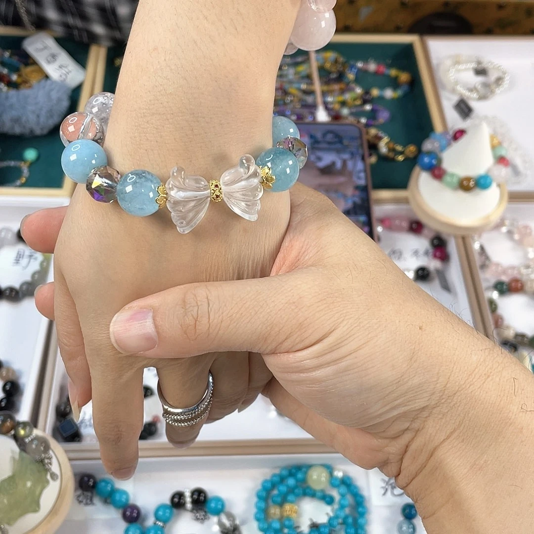 水晶手链银S925镀金镶嵌