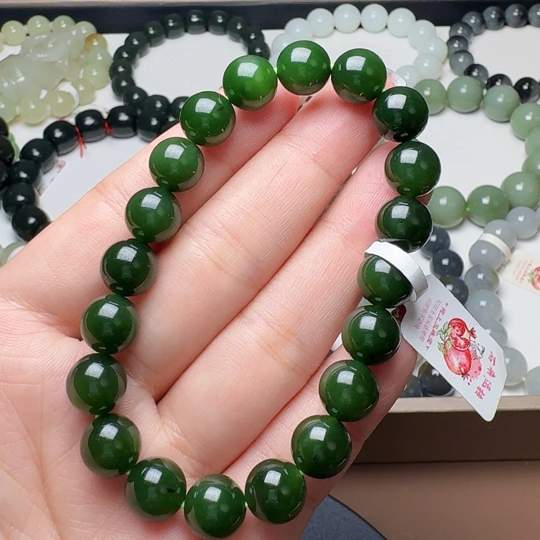 和田玉（碧玉）未镶嵌手链俄7 红皮老料 10