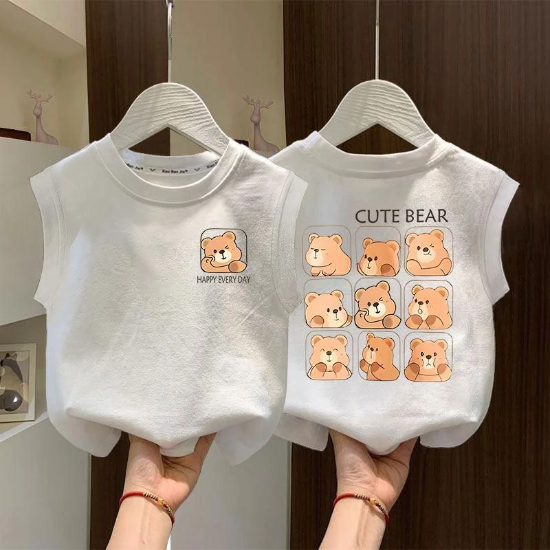 男童背心夏装无袖2025新款儿童洋气纯棉夏季T恤上衣薄款童装