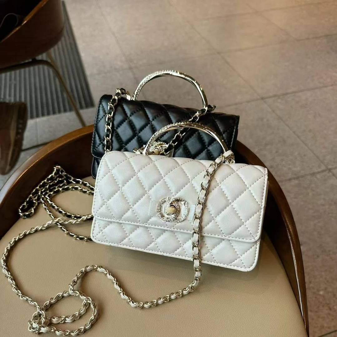 （钻手柄包）小香风风琴包包2025新款女士菱格链条女包高级感