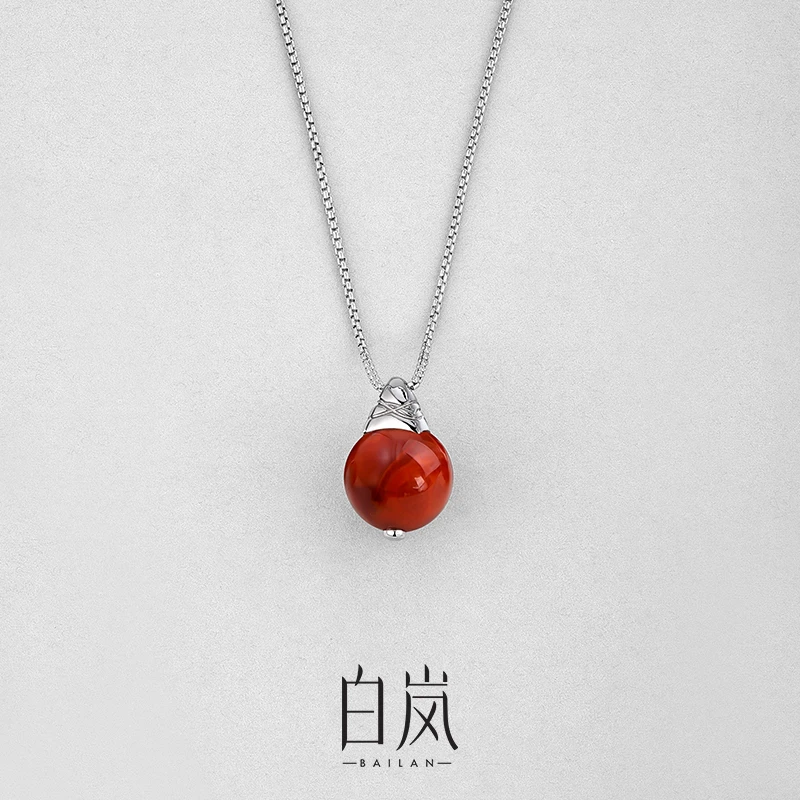 旭松项链玛瑙新年女925银气质轻奢小众红色蛇年XL5217