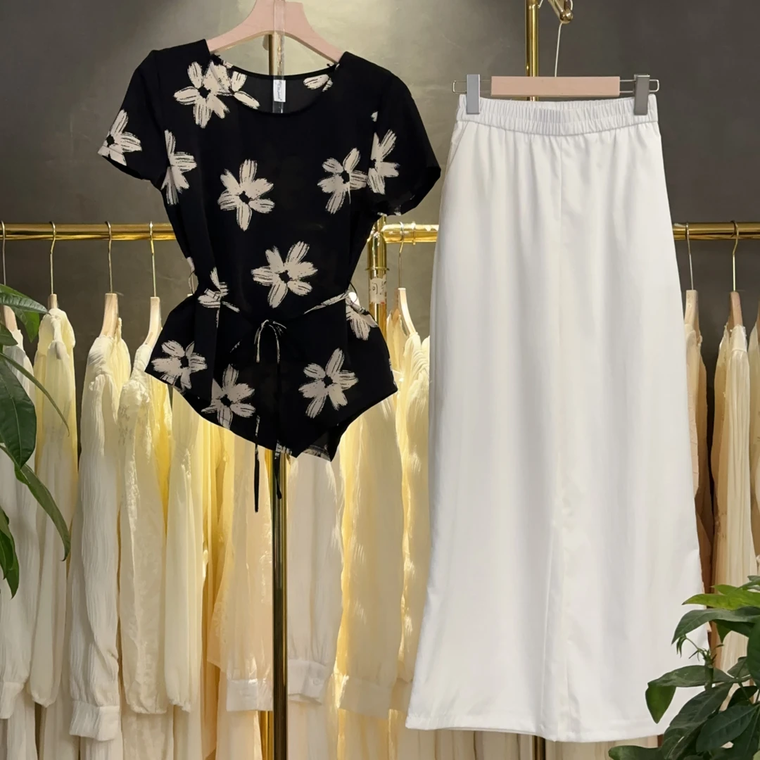 【两件套】高级感法式套装女2025夏季新款气质慵懒风印花两件套M319