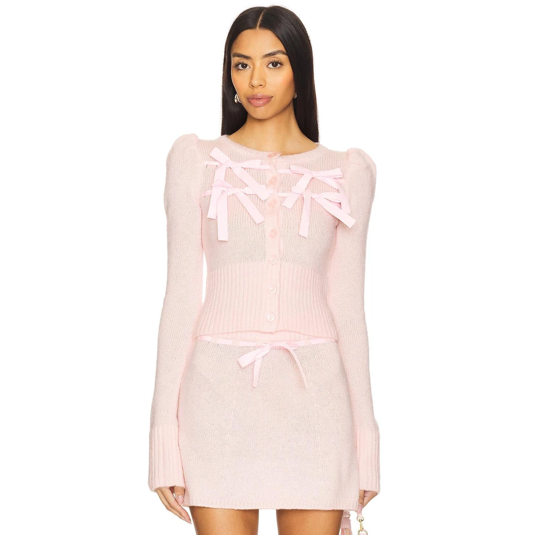 FOR LOVE & LEMONS BEVERLY 开衫 粉色 毛针织衫