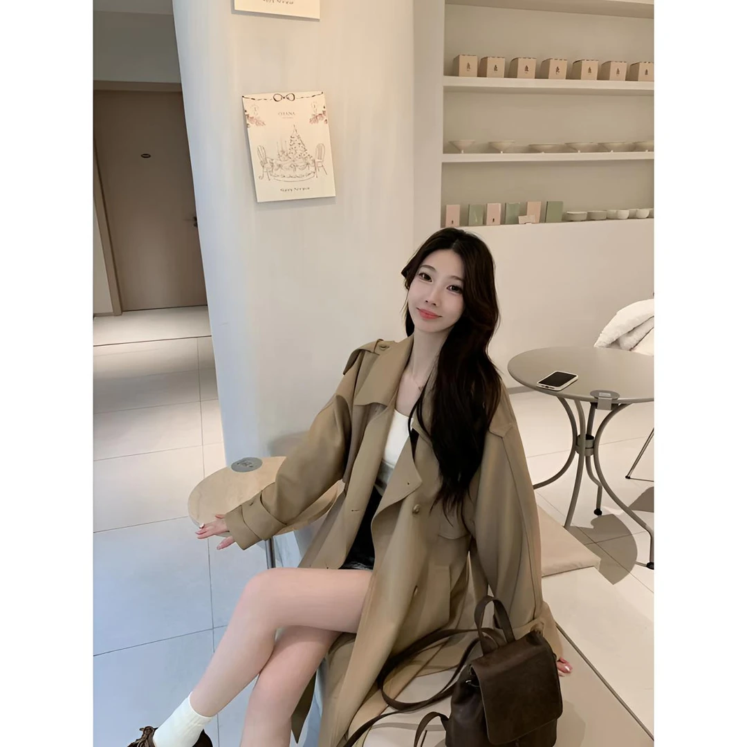 【天空之城】UM家原版韩系简约长款高级气质风衣外套女2025春秋新款