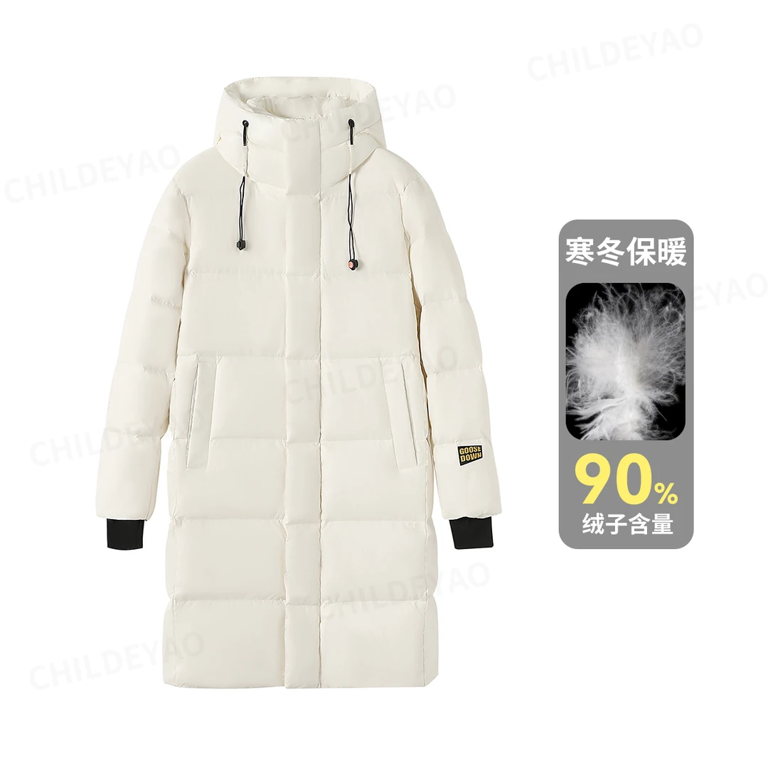Childe Yao男女同款90鹅绒黑金长款连帽加厚保暖冬季羽绒服 Y8653
