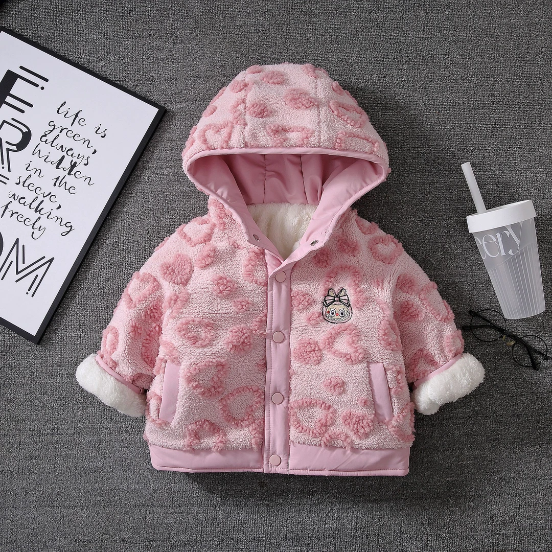 女宝宝加绒毛毛衣女童棉服外套秋冬款2025新款冬季儿童加厚棉袄